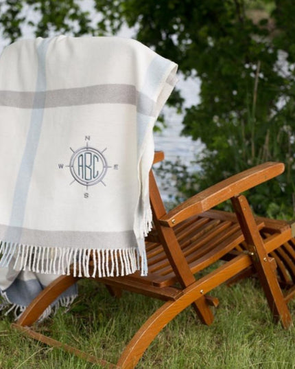 Plush Multi Blue Plaid Throw Blanket with Tassels