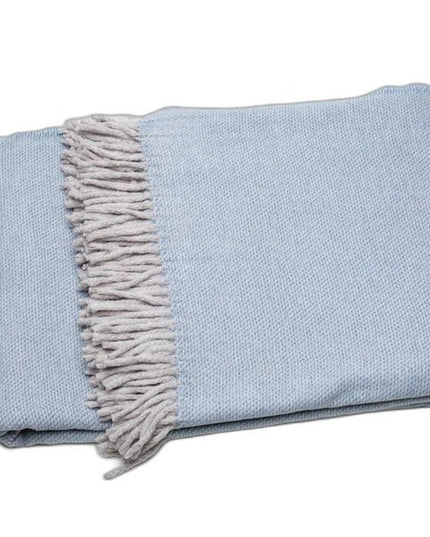 Sky Blue Mini Dot Fringed Throw Blanket