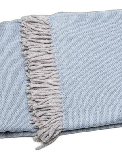 Sky Blue Mini Dot Fringed Throw Blanket