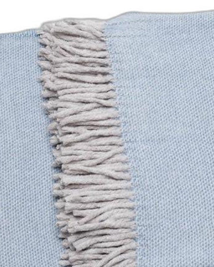 Sky Blue Mini Dot Fringed Throw Blanket