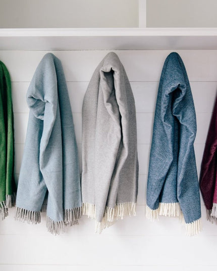 Navy Blue Mini Dot Fringed Throw Blanket