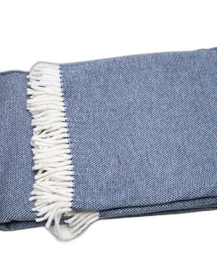 Navy Blue Mini Dot Fringed Throw Blanket