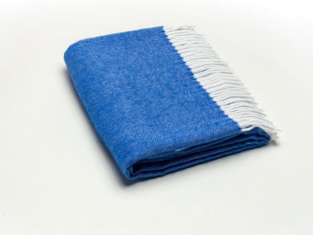 50" X 60" Royal Blue And White Woven Herringbone Plush Throw Blanket