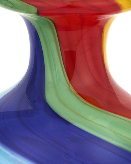 10" Rainbow Murano Glass Abstract Round Table Vase