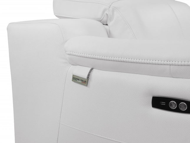 48" White Italian Leather Arm Chair