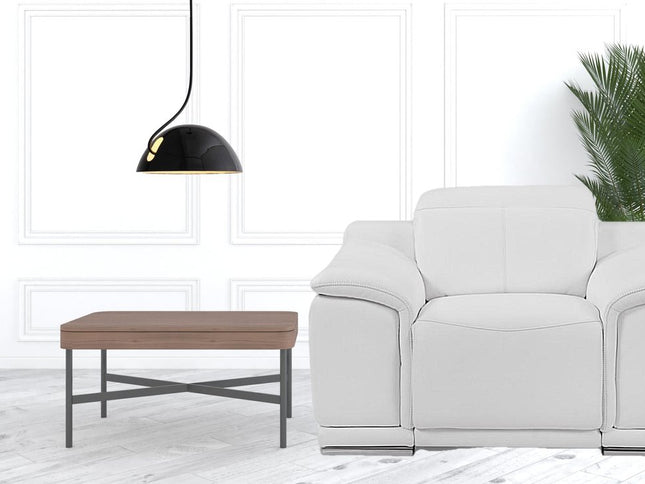 48" White Italian Leather Arm Chair