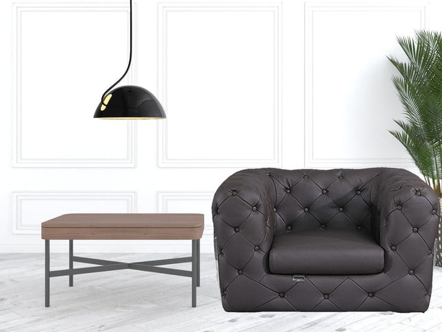 45" Brown Italian Leather Arm Chair