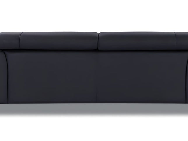 89" Black Italian Leather Sofa With Silver Legs