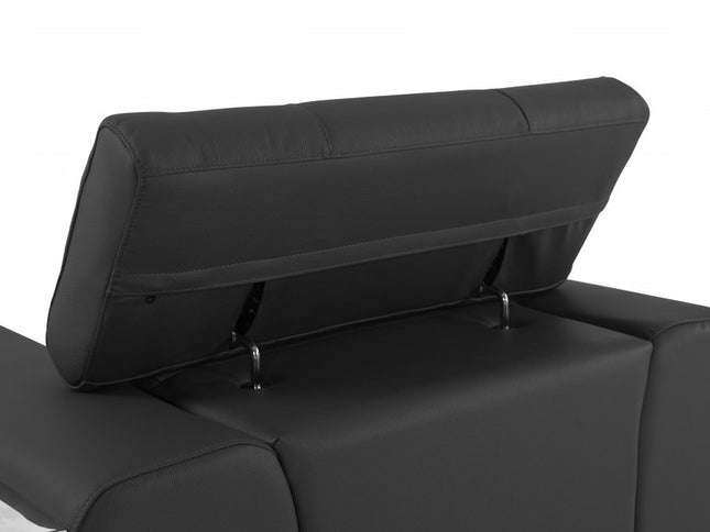 89" Dark Gray Italian Leather Sofa With Silver Legs