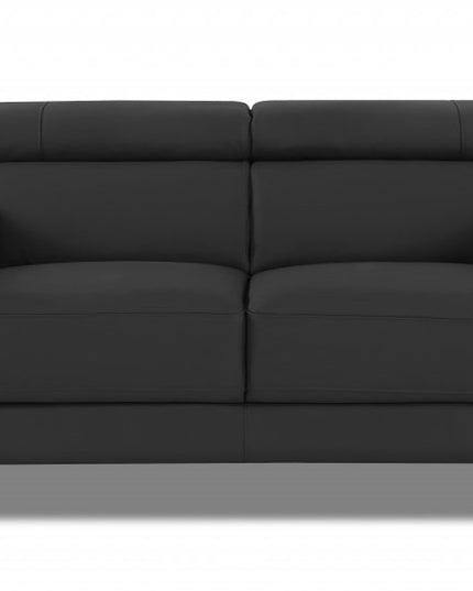 Three Piece Indoor Dark Gray Italian Leather Six Person Seating Set