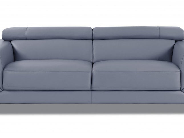 Three Piece Indoor Light Blue Italian Leather Six Person Seating Set