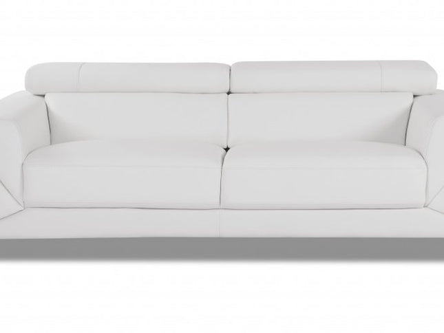 Three Piece Indoor White Italian Leather Six Person Seating Set