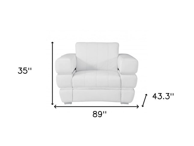 Three Piece Indoor White Italian Leather Six Person Seating Set