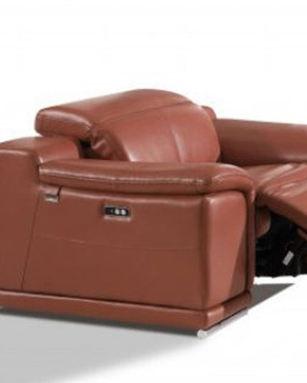 Three Piece Indoor Camel Italian Leather Six Person Seating Set