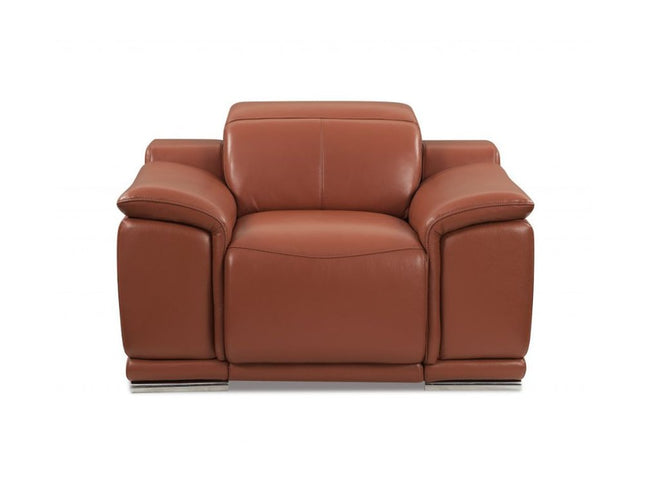 Two Piece Indoor Camel Italian Leather Five Person Seating Set