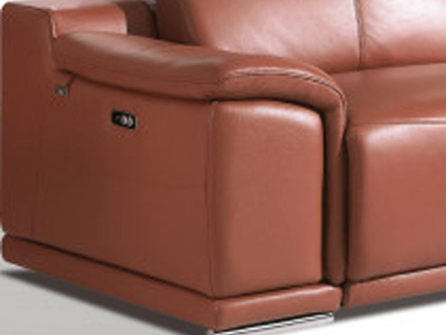 Two Piece Indoor Camel Italian Leather Five Person Seating Set