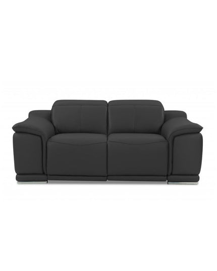 Two Piece Indoor Dark Gray Italian Leather Five Person Seating Set