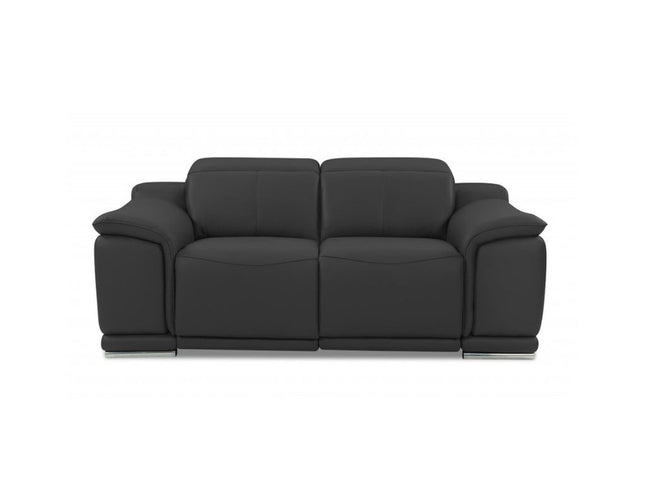 Two Piece Indoor Dark Gray Italian Leather Five Person Seating Set