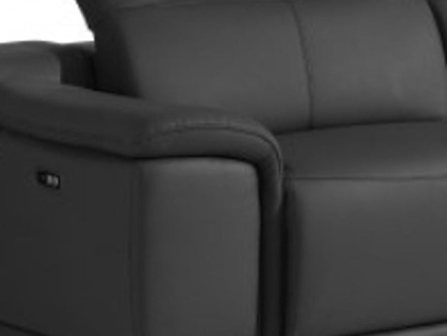 Two Piece Indoor Dark Gray Italian Leather Five Person Seating Set