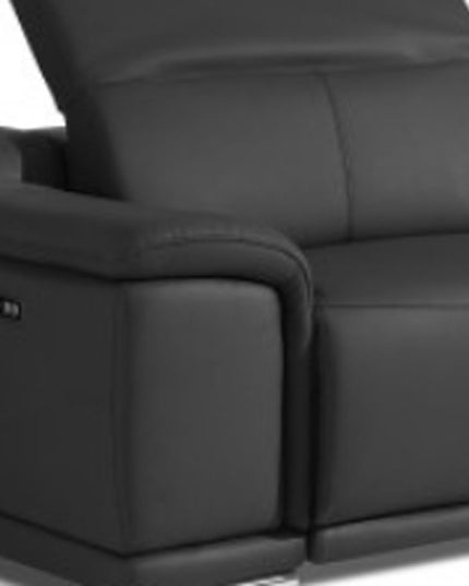 Two Piece Indoor Dark Gray Italian Leather Five Person Seating Set