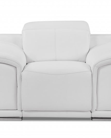 Three Piece Indoor White Italian Leather Six Person Seating Set