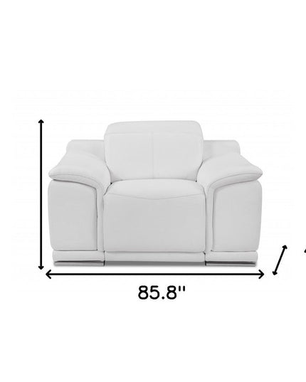 Three Piece Indoor White Italian Leather Six Person Seating Set