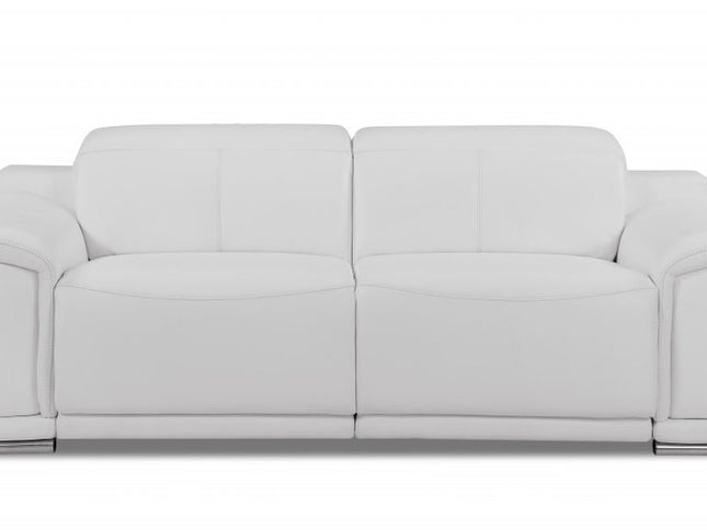 Two Piece Indoor White Italian Leather Five Person Seating Set