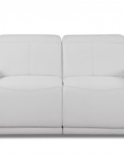 Two Piece Indoor White Italian Leather Five Person Seating Set