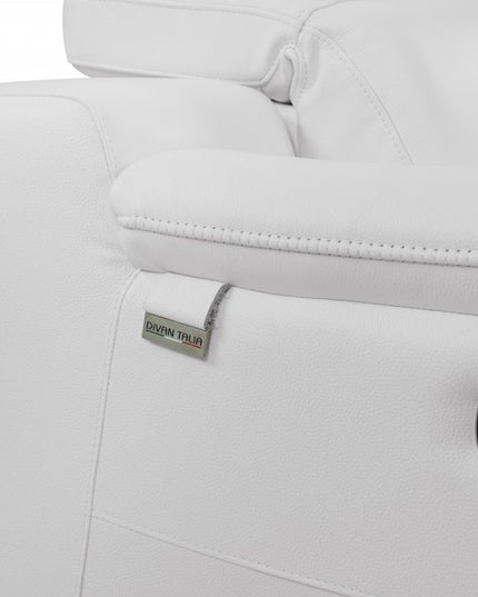 Two Piece Indoor White Italian Leather Five Person Seating Set