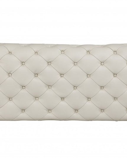 Two Piece Indoor Beige Italian Leather Five Person Seating Set