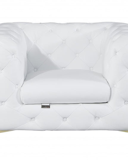 Three Piece Indoor White Italian Leather Six Person Seating Set