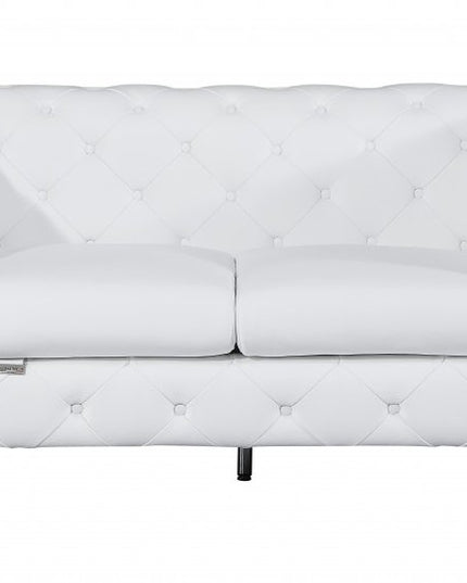 Three Piece Indoor White Italian Leather Six Person Seating Set