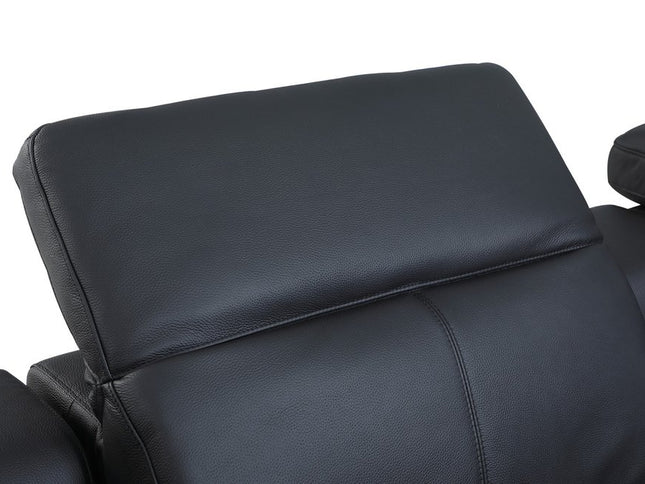 Black Italian Leather Power Reclining U Shaped Seven Piece Corner Sectional With Console