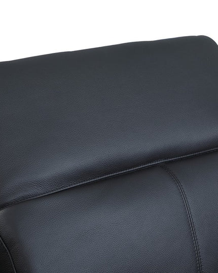 Black Italian Leather Power Reclining U Shaped Seven Piece Corner Sectional With Console