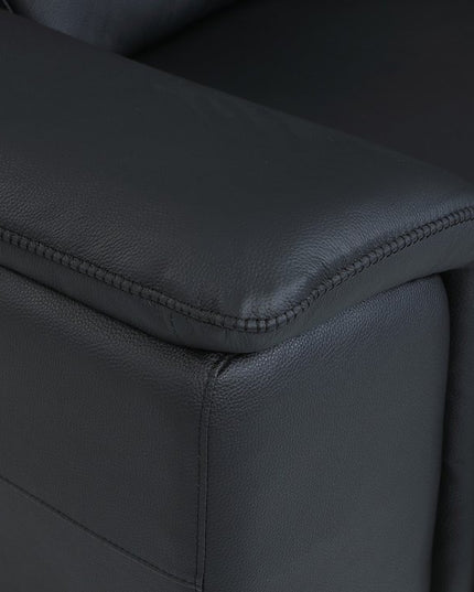 Black Italian Leather Power Reclining U Shaped Eight Piece Corner Sectional With Console