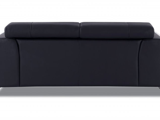 75" Black And Silver Italian Leather Loveseat