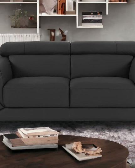 75" Gray And Silver Italian Leather Loveseat