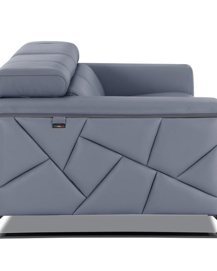 75" Light Blue And Black Italian Leather Loveseat