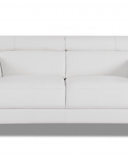 75" White And Black Italian Leather Loveseat