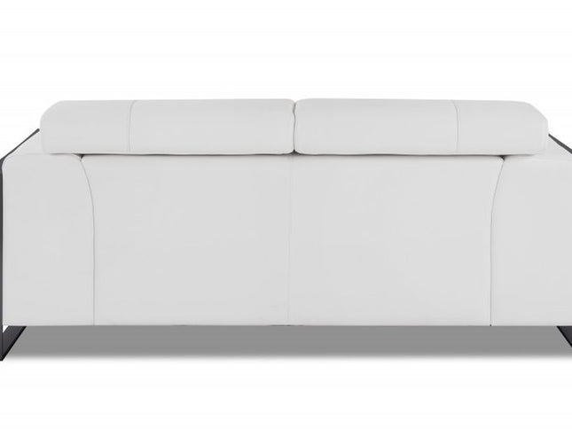 75" White And Black Italian Leather Loveseat