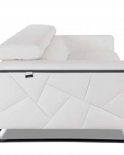 75" White And Black Italian Leather Loveseat