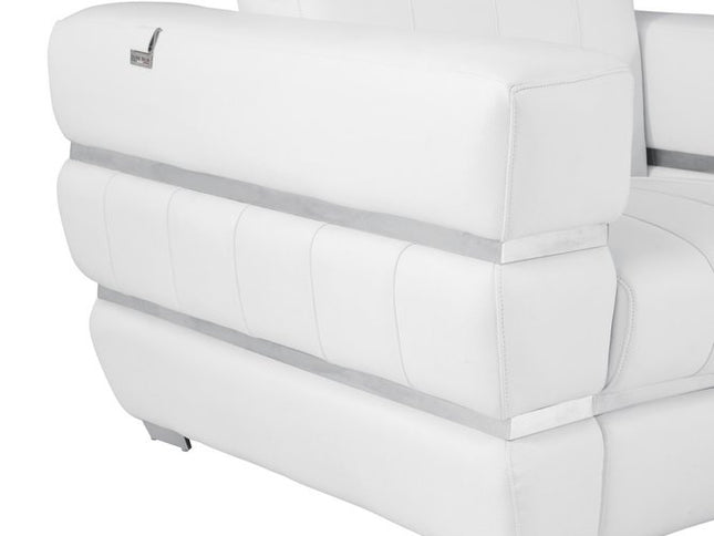 75" White And Silver Italian Leather Loveseat