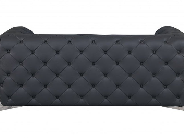 69" Gray And Silver Italian Leather Loveseat