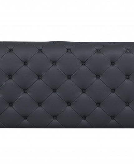 69" Gray And Silver Italian Leather Loveseat