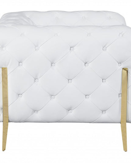 69" White And Gold Italian Leather Loveseat