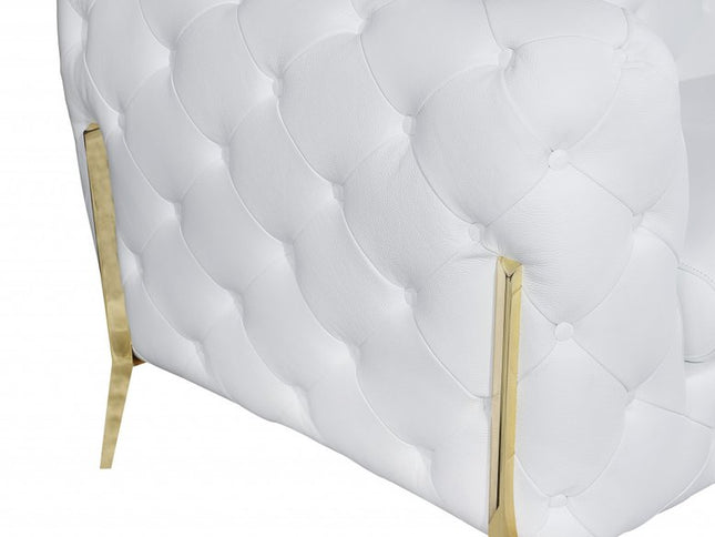 69" White And Gold Italian Leather Loveseat