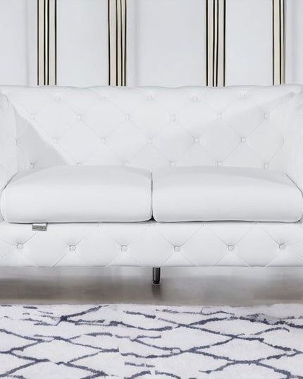 69" White And Gold Italian Leather Loveseat