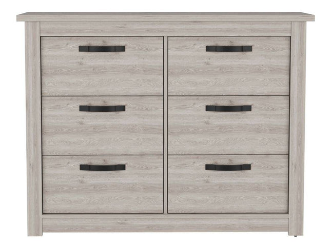 47" Gray Wood Six Drawer Double Dresser