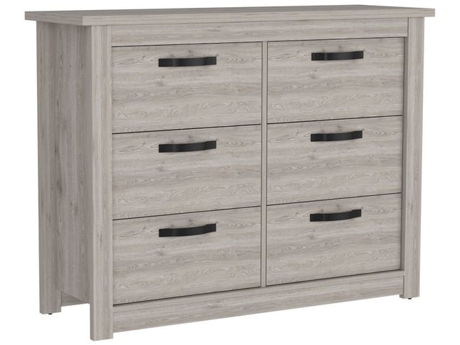 47" Gray Wood Six Drawer Double Dresser