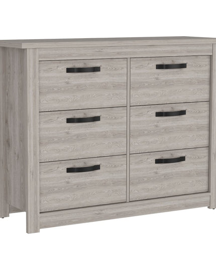 47" Gray Wood Six Drawer Double Dresser